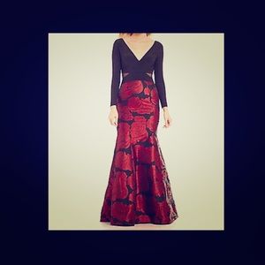 Xscape red/black mermaid dress sz 10